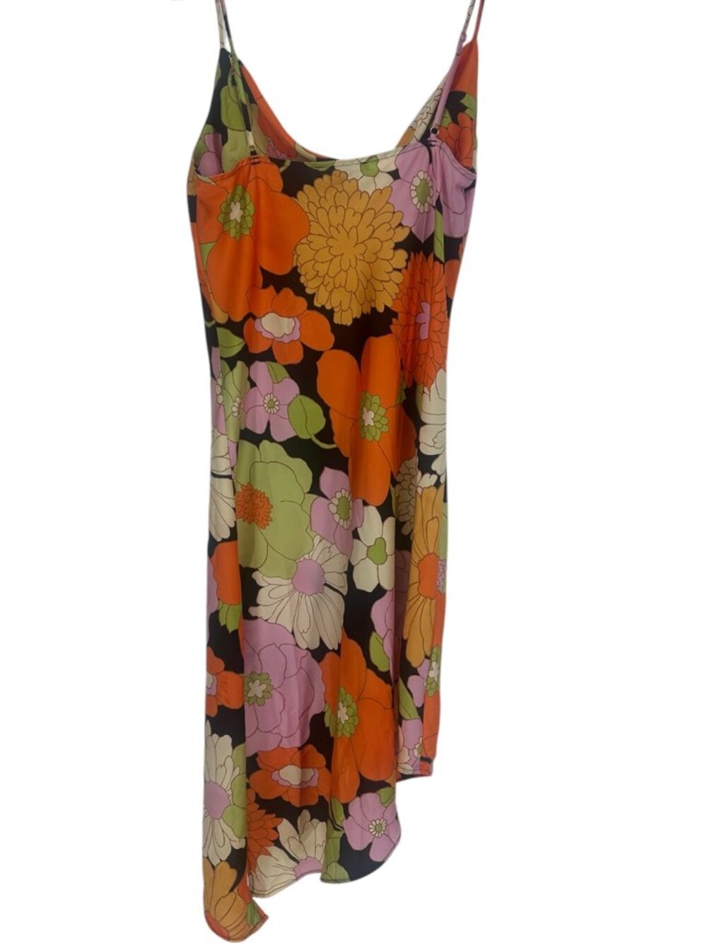 Forever 21 Women’s Retro Floral Slip Dress Large Asymmetrical Hem Y2K 90s Mod - Picture 3 of 6